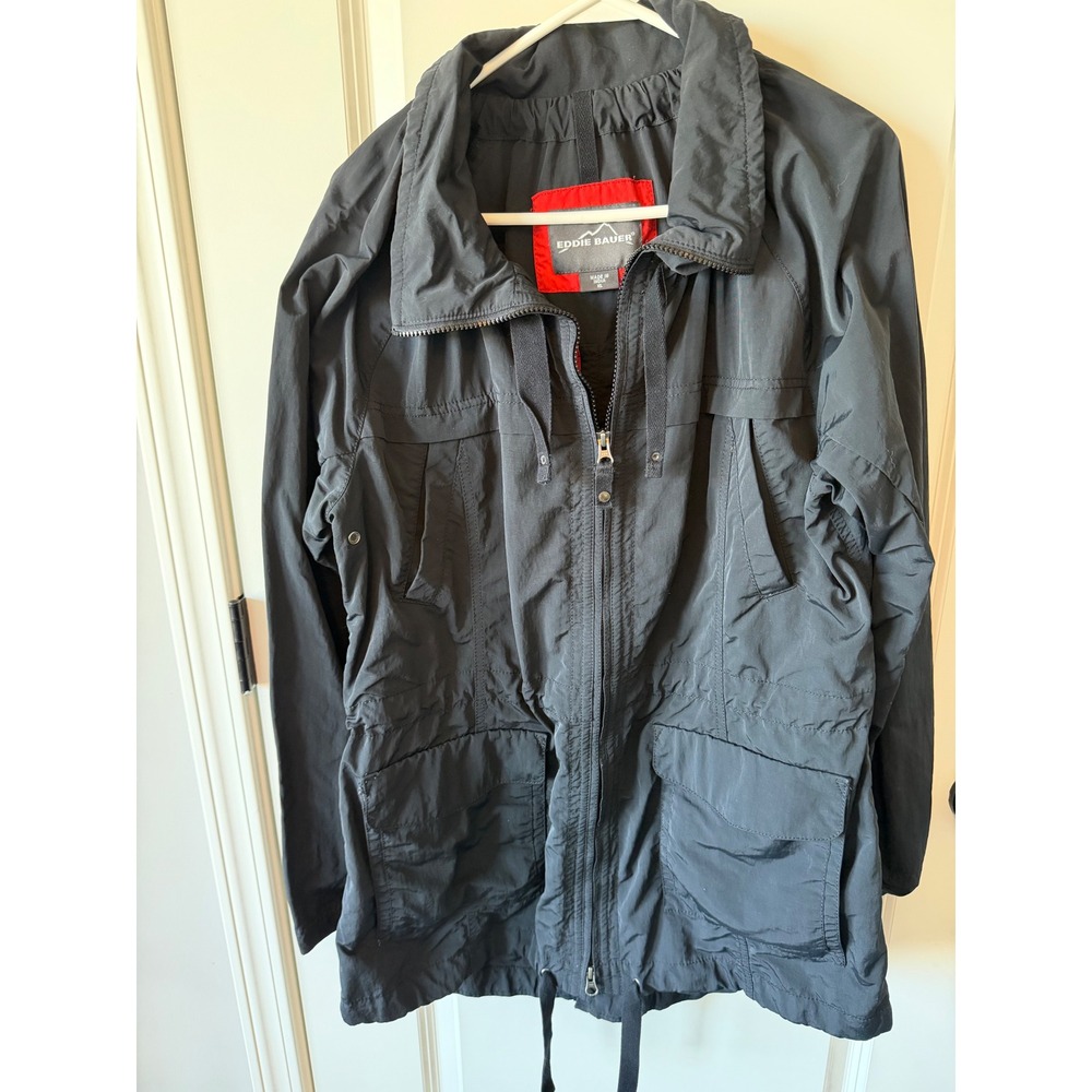 Eddie Bauer Travex Black Nylon Full Zip Travel Trekking Jacket Mens XL